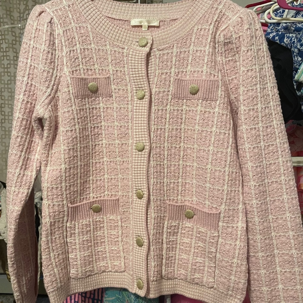 LoveShackFancy Rollins Blazer Pink Winds With Gold Buttons NWOT Size Large